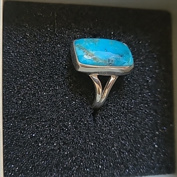 Blue Mojave Turquoise ring in Solid Sterling silver 925. Size 5.5 - Picture 3 of 6